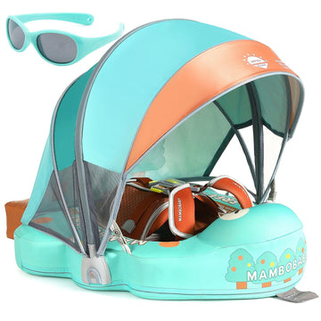 Big Buoyancy And Comfort Mambobaby Float With Canopy And Tail New Upgraded Non-Inflatable Baby Pool Float Mambo Float Swim Train