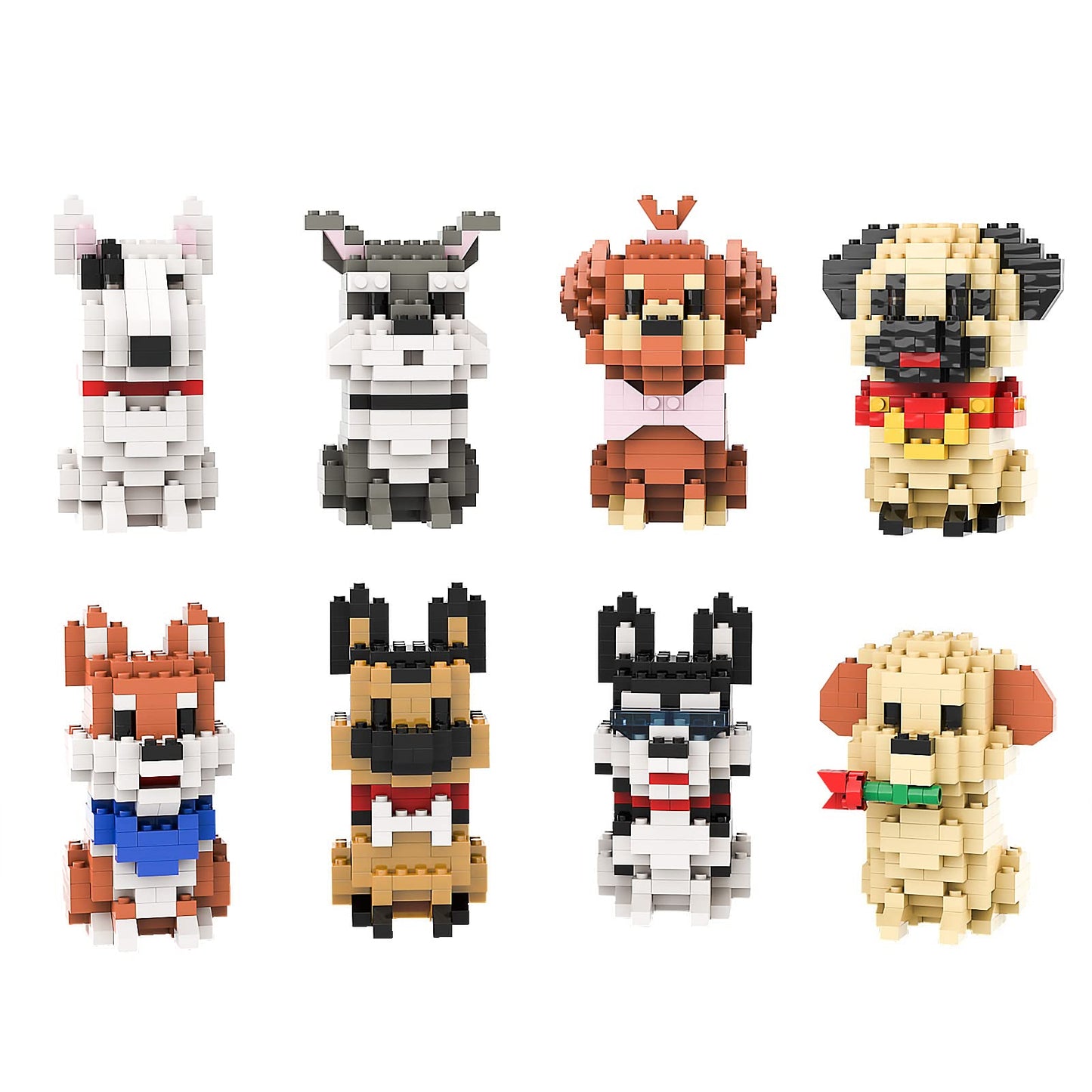 SEMKY Micro Mini Blocks Dog Series Pets Dog 8 in 1 Animal Model Set (1616Pieces) -Building and Pet Toys Gifts for Kid and mature-themed