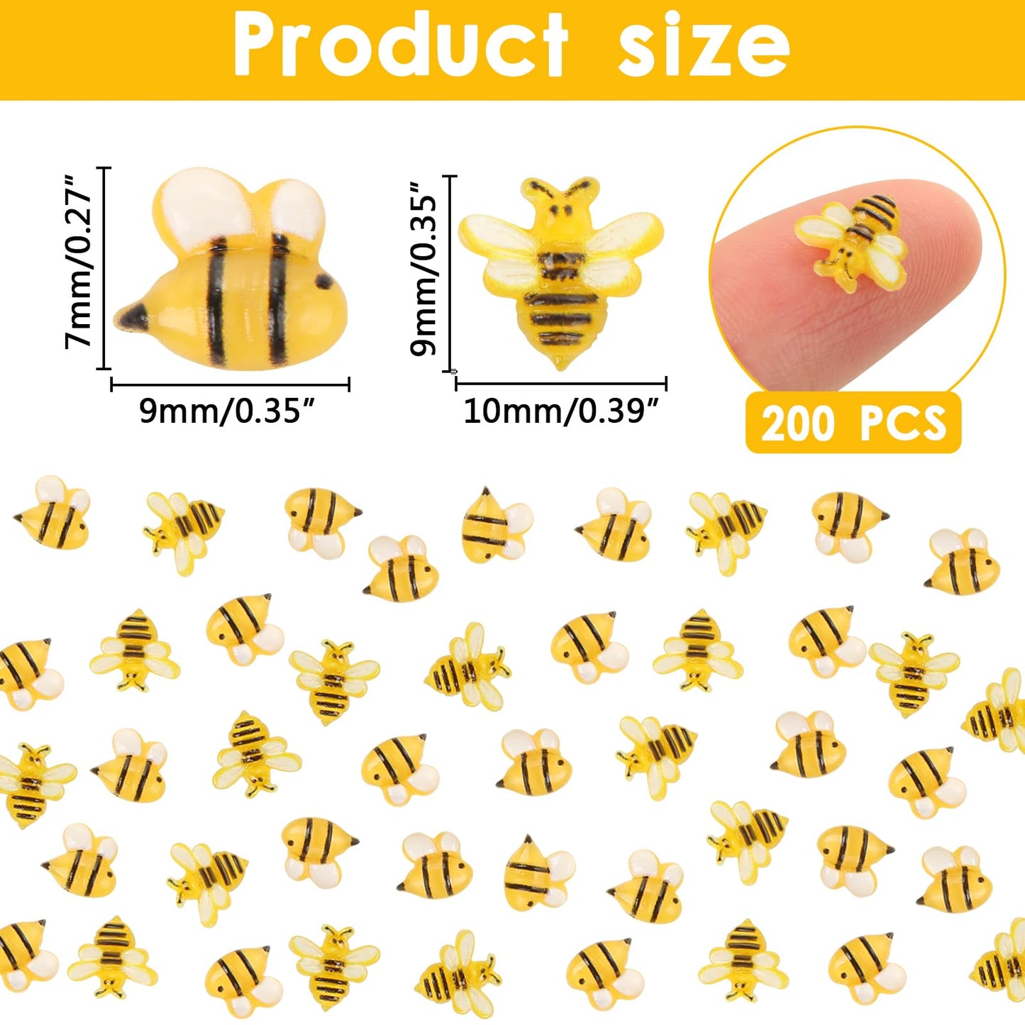 WOZADU 200 PCS Tiny Bee for Crafts Mini Resin Bee Dollhouse Miniatures Things Mini Animal for Fairy Garden Micro Landscaping Decoration