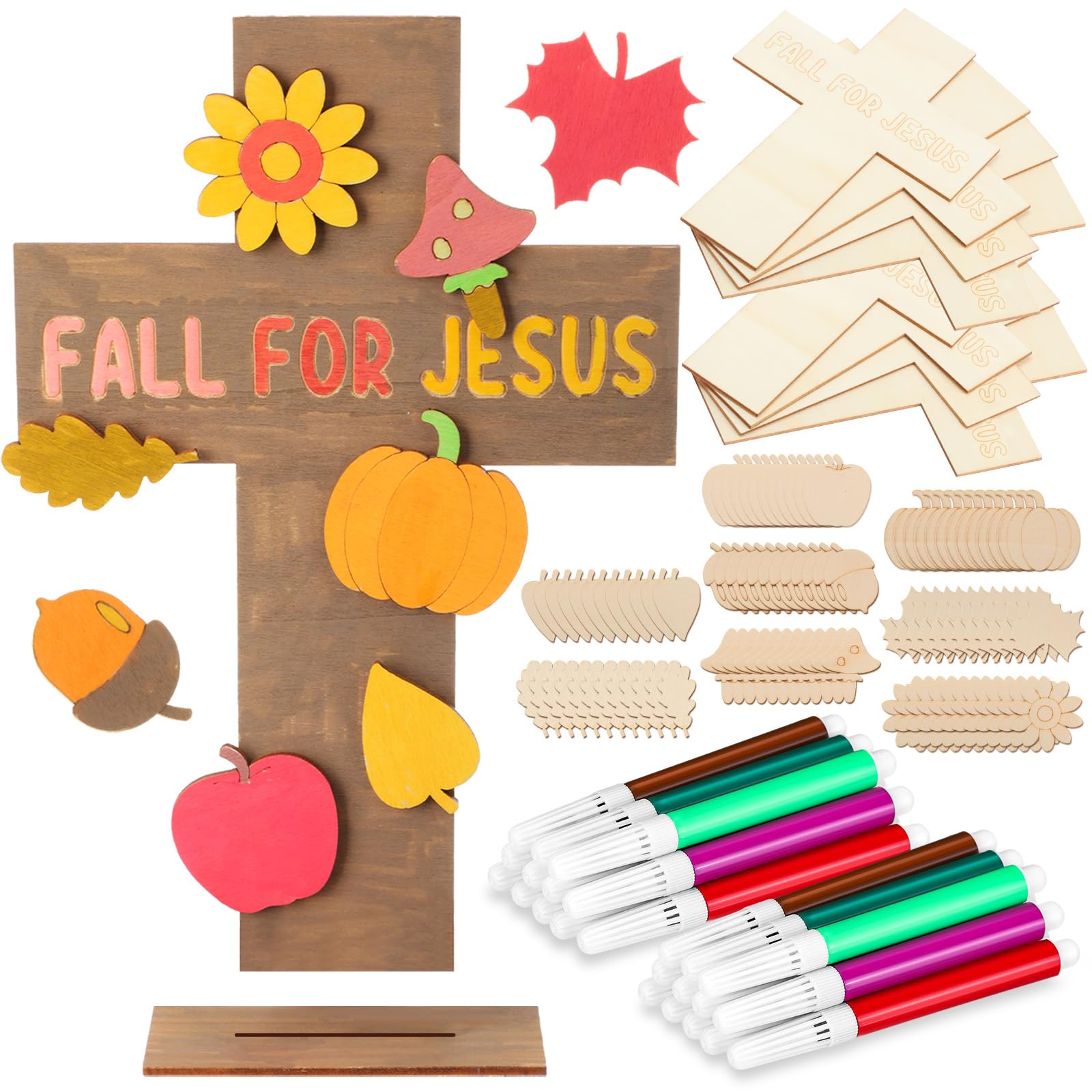 Blueweenly 12 Sets Wooden Thanksgiving Painting Craft Kits for Kids Thanksgiving Tree Craft Kit Standing Tree Fall Crafts for Au