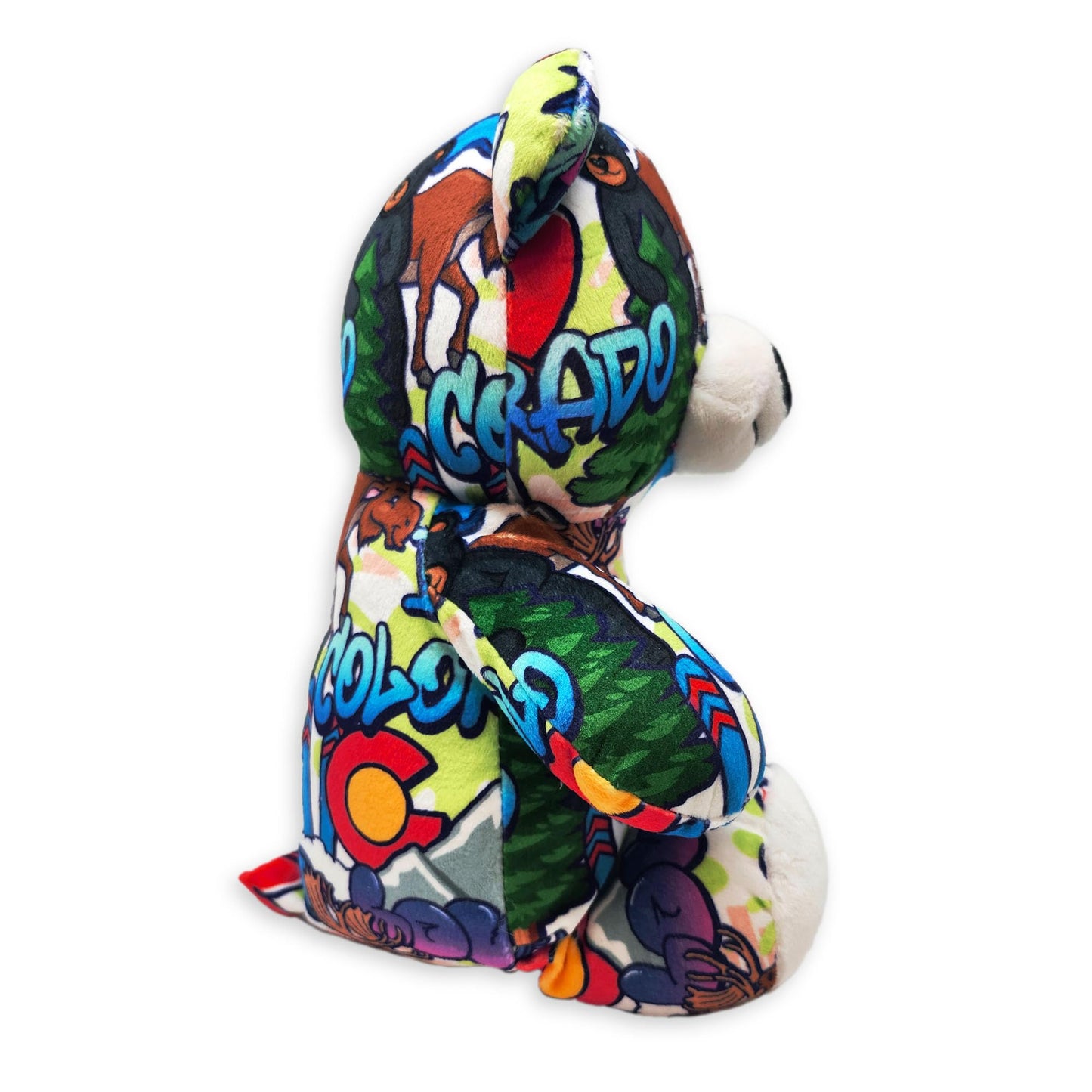 PLUSHOLOGY I Love Colorado Graffiti Teddy Bear Eco Friendly Stuffed Animal; Cuddly Soft Velboa Plush Animal for Kids 3 Years Old to mature-themeds; Child-Safe Embroidered Face Details (10 Tall When Seated)