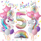 Heukikt Unicorn 5th Birthday Decorations Set - Rainbow Helium Balloons, Pink & Purple, Heart & Star, Baby Shower Supplies