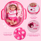 Aori 10 Pcs Reborn Baby Dolls Clothes Set with Pink Bassinet for 16-18 Inch Baby Doll, Carrier Bed and Baby Doll Clothes Outfit