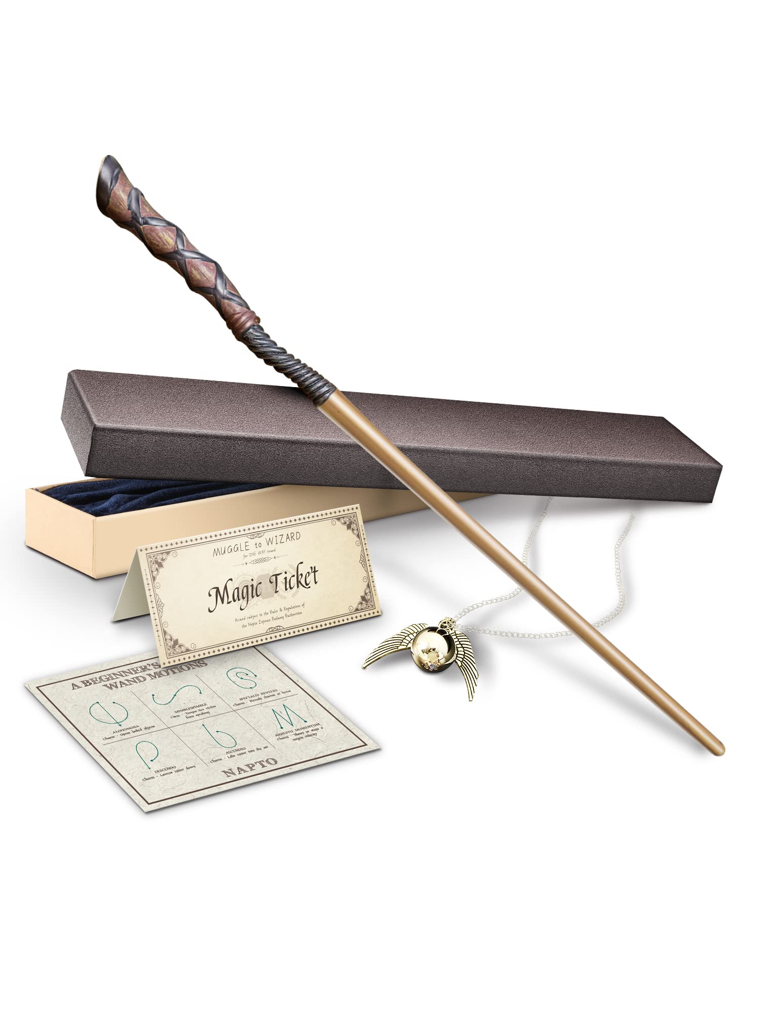 Wizard Wand, Witches Cosplay Magic Wands, Wands For Collection Christmas Halloween Props Party Supplies, Necklace Included (Innovations)