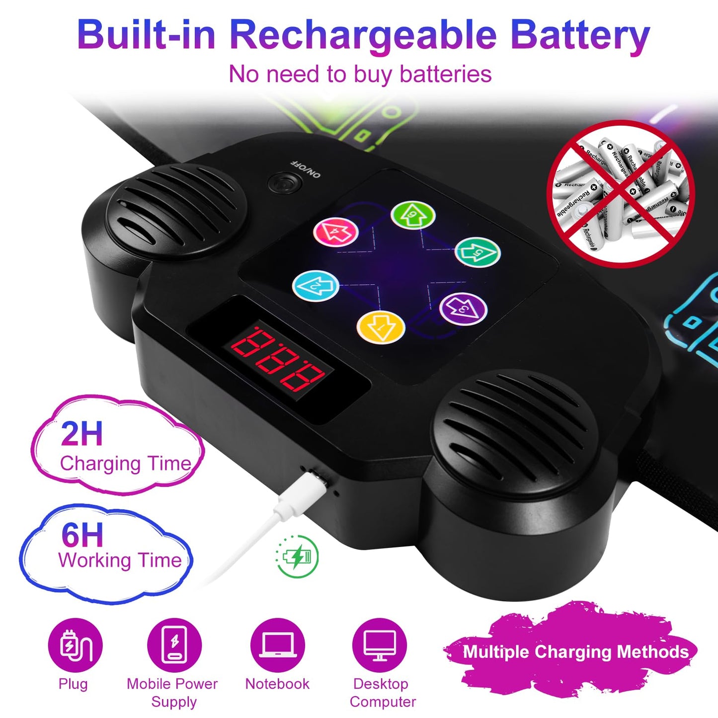 Cxwlmat 2025 Upgraded Kids Dance Mat For 3 4 5 6 7 8+ Year Old, Rechargeable Light Up Girls Dance Mats With Large Capacity Batte