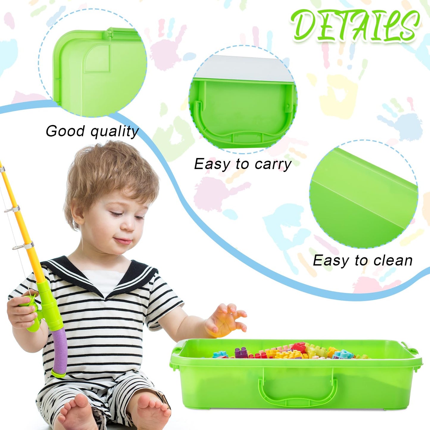 Suzile 3 Pcs Portable Sensory Bin Sand Tray with Lid, 15 Inch Colorful Plastic Sandbox Toy, Large Play Tray Fill with Sand, Wate