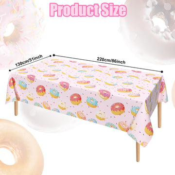 Lianxuia 3 Pcs Donut Plastic Tablecloth, 51 X 86 Inch Donut Party Table Cover, Donut Party Decorations, Suitable For Donut Theme