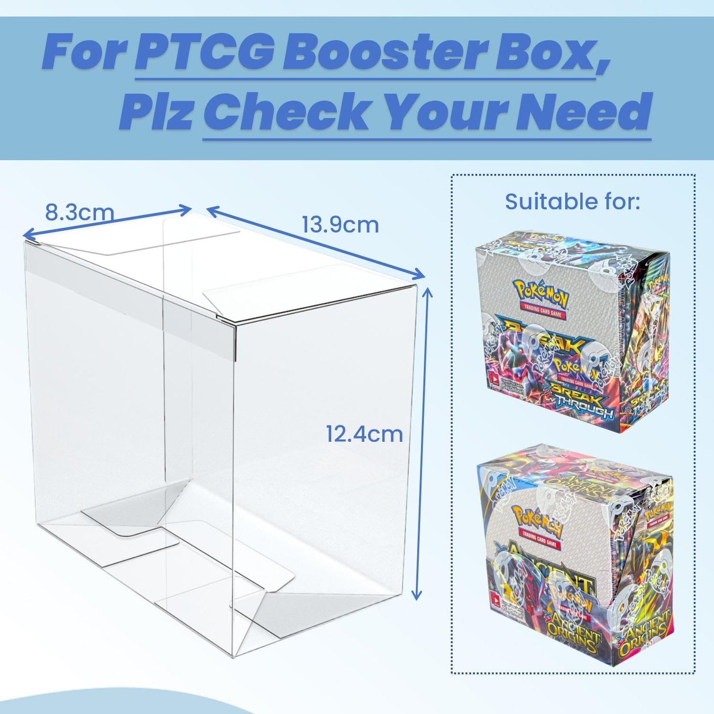 Housylove Booster Box Case (5Pack) - Clear Storage Box For Pokemon Booster Box, 0.50Mm Thick, 5.5 X 3.2 X 4.8 Inches, 5 Count