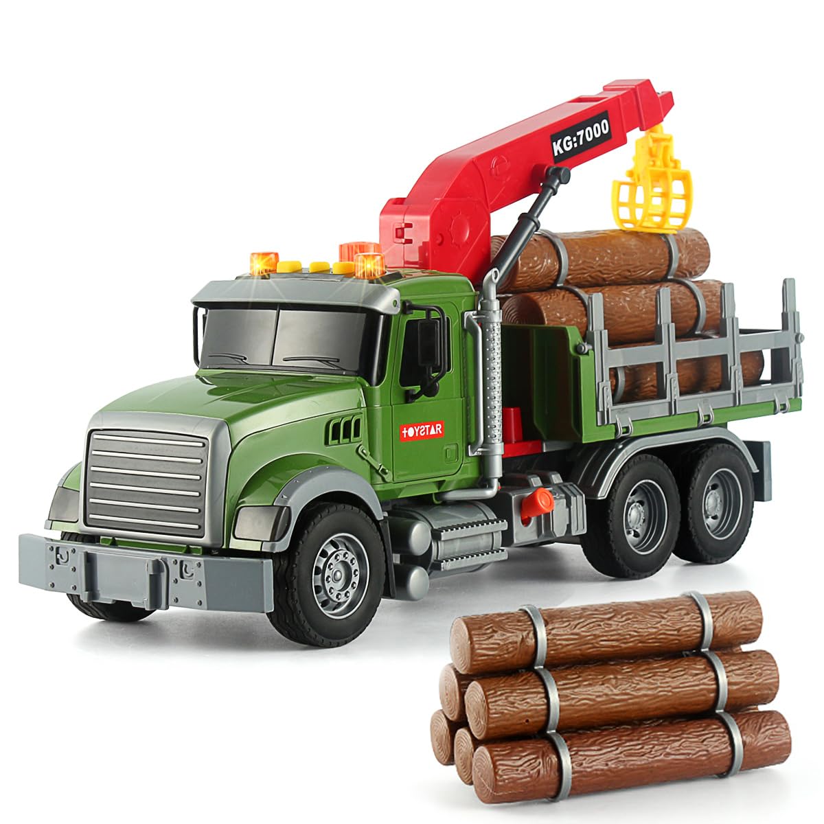 CSDCSD Logging Truck and 2-in-1 Tow Truck Playset with Lights & Sounds - Perfect for Boys Aged 3+, Includes Transport Trailers a