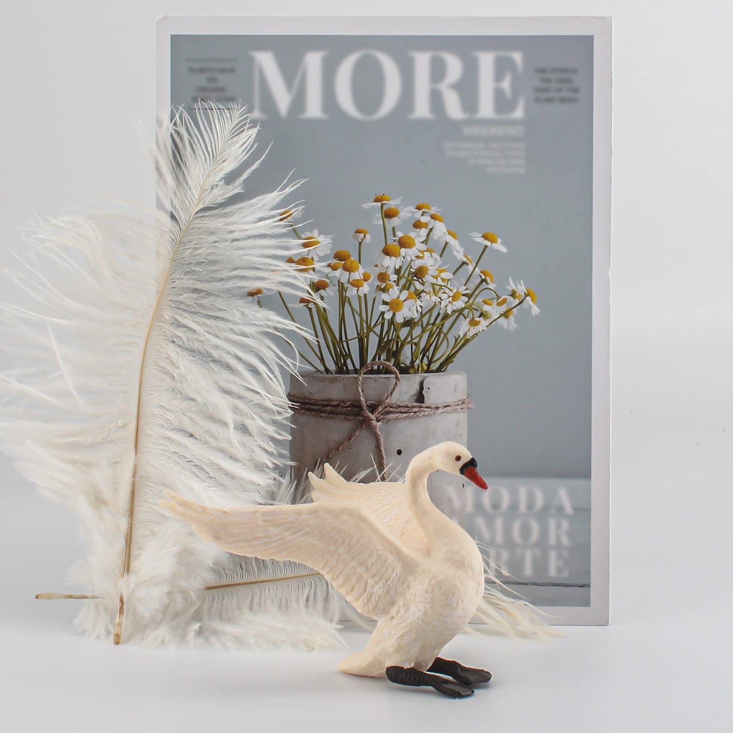 LC JoyCre Goose Swan 3.5 Inch White Swan Figurine Animal Figure for Toddlers Preschool Education Project Diorama Model for Kids