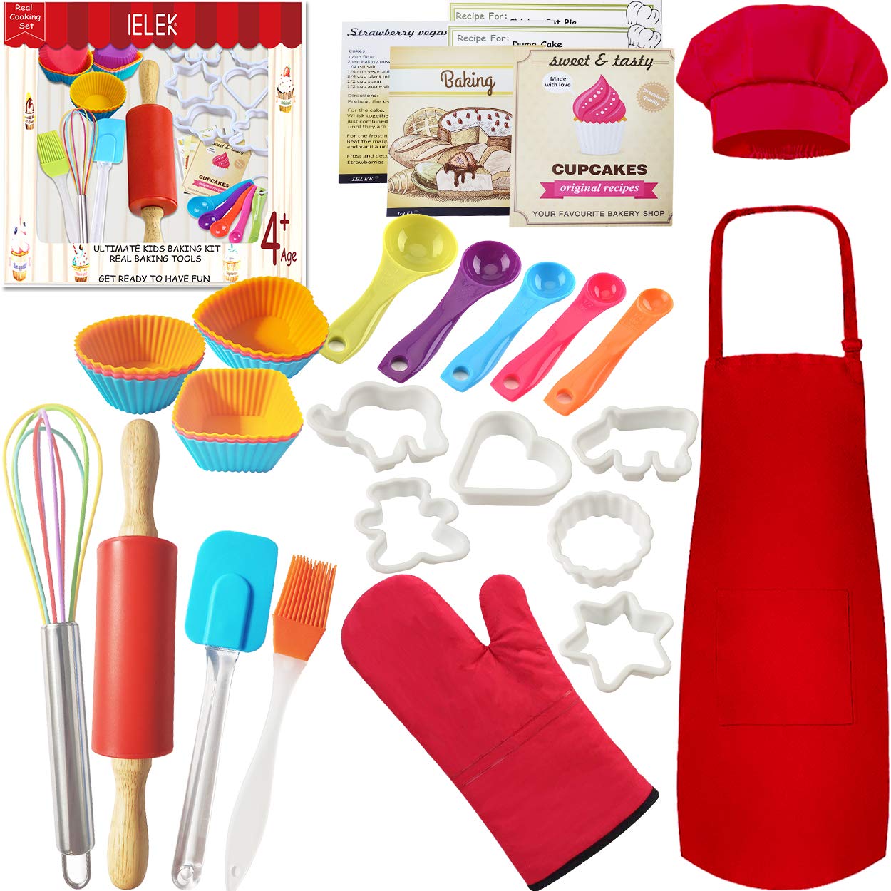 Kids Real Cooking Set Baking Kitchen Kit with Apron,Chef Hat,Cooking S ...