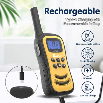 Quolix Walkie Talkies For Kids 2 Pack, Rechargeable Toys For 3-12 Yro Boys, Long Range Kids Walkie Talkie With 8 Channels & Flas