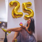 40 Inch Gold 25 Number Balloons Giant Jumbo Huge 25 Or 52 Foil Mylar Helium Number Digital Balloons Gold Birthday Mylar Digital