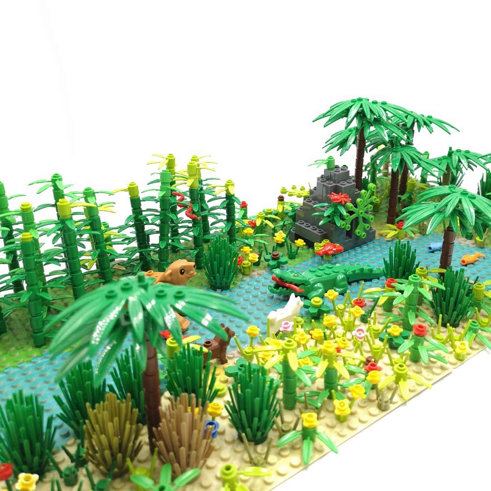 Forest Garden Building Sets Parts Plants Trees Flowers Scenery Accessories Animals Building Bricks Toy Set for Boys Girls Kids 6+ Gifts(2 Pieces 10 Base Plates)