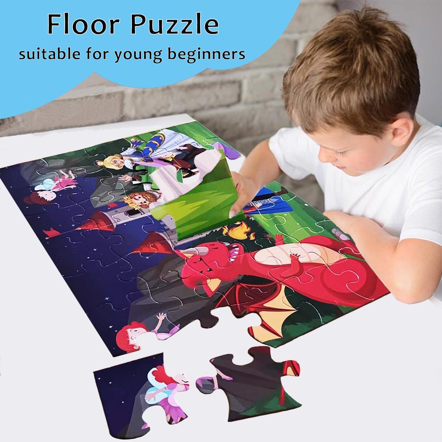 Jumbo Fairy Tales Floor Puzzle For Kids, Large Jigsaw Puzzles 35 Piece For Kids Ages 3-5,Preschool Learning & Education Toys, Gi