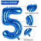 Biapian 40 Inch Blue Number 50 Balloons, 8Pcs Large Foil Number 5 & 0 Balloons With 18'' Blue Silver Heart Shape Balloon For 50T