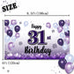 LASKYER Happy 31st Birthday Decorations,31st Purple Balloon Large Birthday Banner Backdrop Sign,31 Years Old Bday Party Supplies
