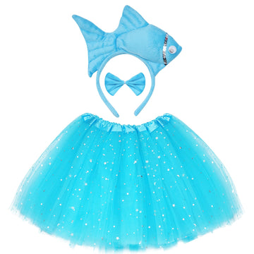 Dxhycc Animal Costume Set 3D Fish Goldfish Headband Bowtie And Tutu Animal Fancy Costume For Halloween Dress Up