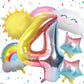4Th Birthday Decorations Girl, 4Th Rainbow Birthday Balloons Set With Sun Rainbow Gradient Stars And 40 Inch Number 4 Foil Ballo