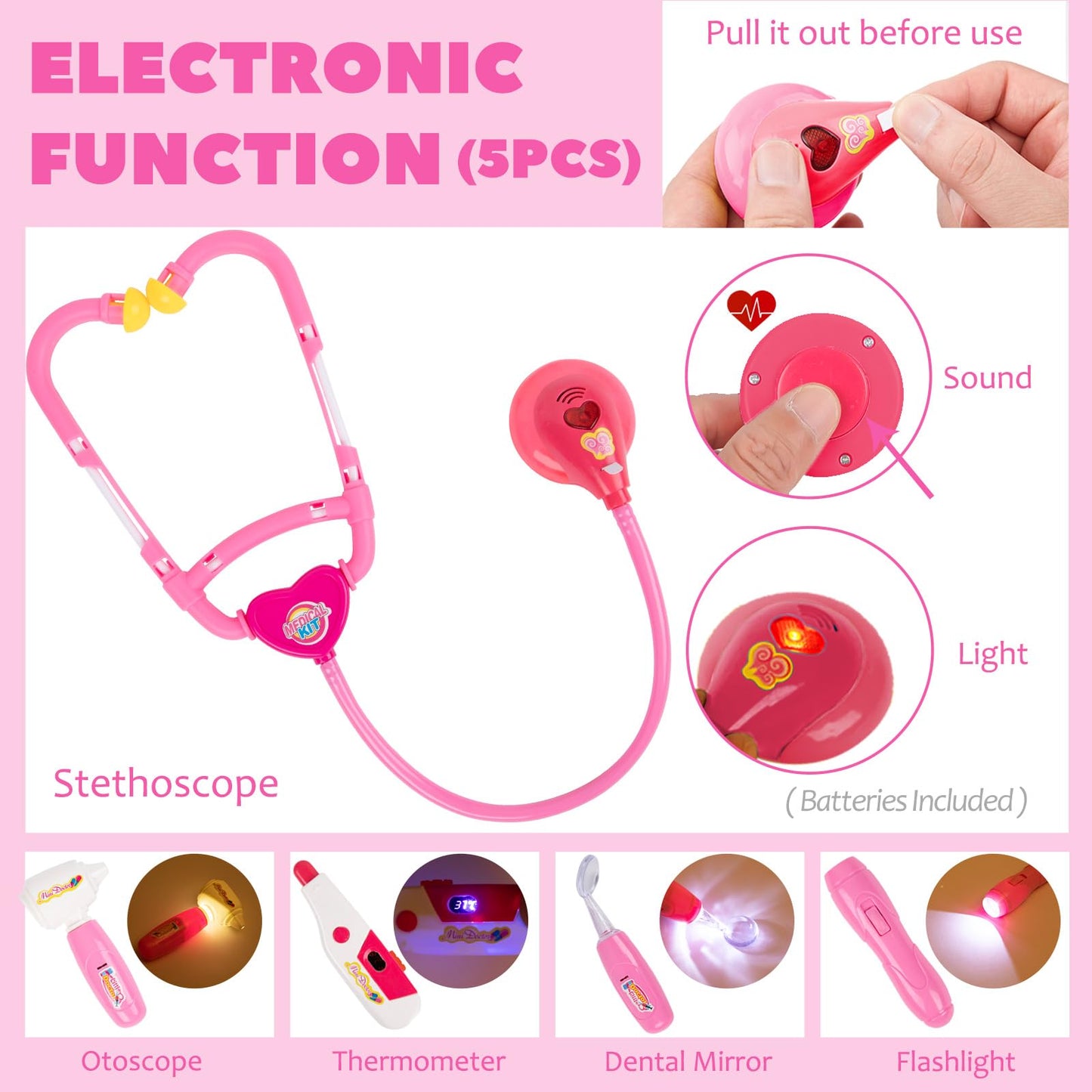 Liberry Doctor Kit for Toddlers 3 4 5 Years Old, Kids Doctor Play Set for Girls Boys Toy, Pretend Play Medical Kit with Stethosc