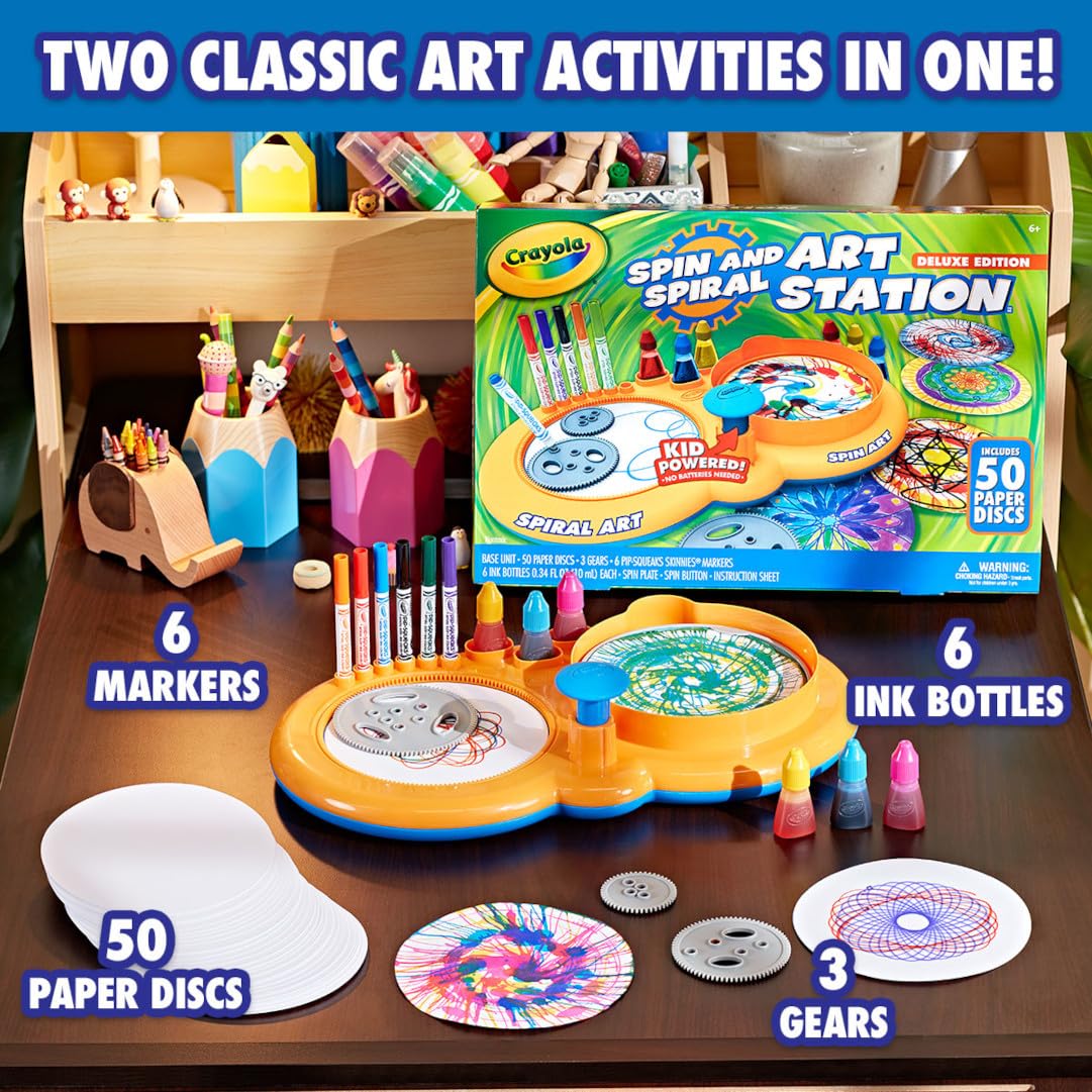 Crayola Spin & Spiral Art Station Deluxe, DIY Crafts, Toys for Boys & Girls, Gift, Ages 6, 7, 8, 9