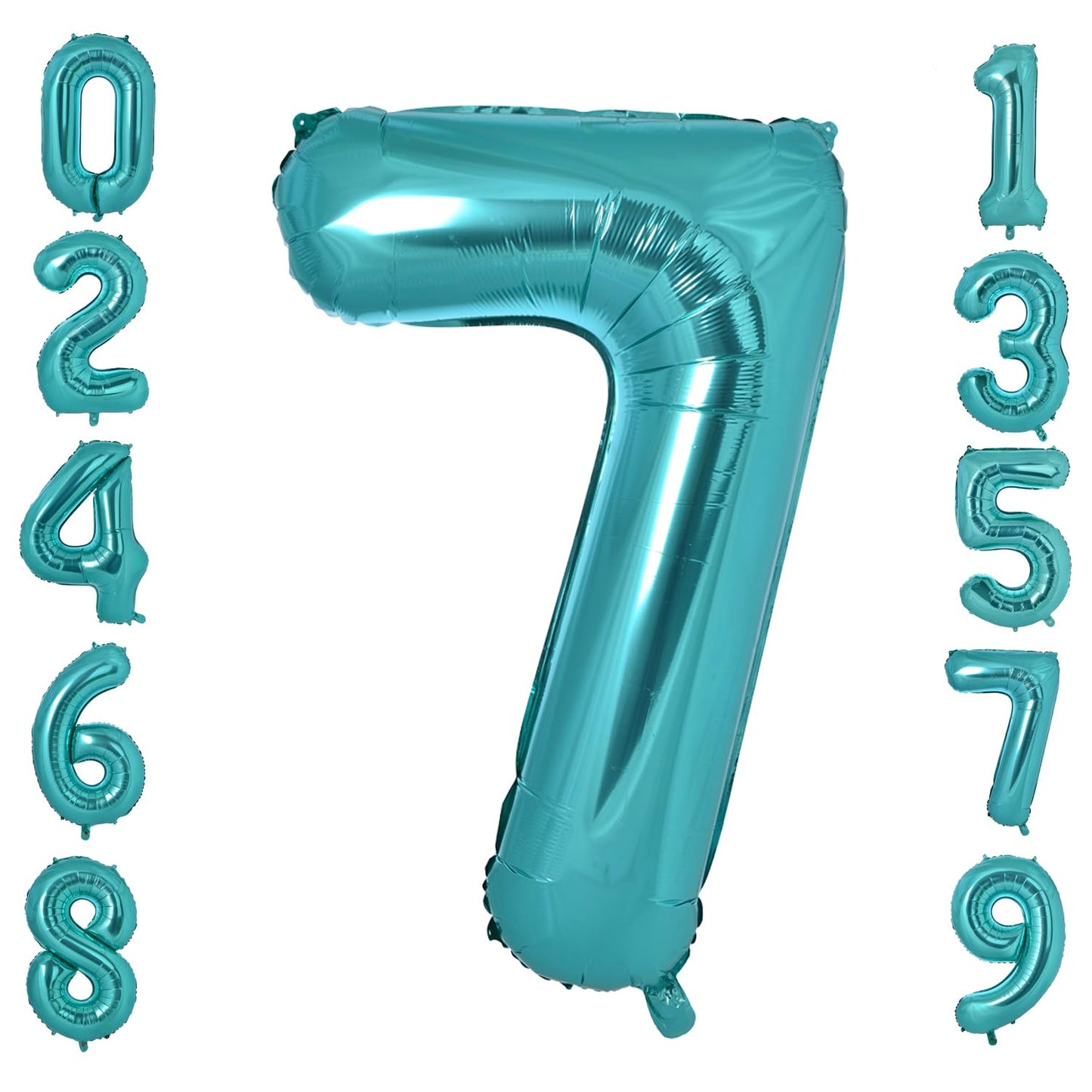 Vonokee 40 Inch Teal Blue Giant Number Balloons 7, Jumbo Digital Foil Mylar Balloon For Birthday Party Wedding Anniversary Celeb