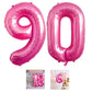 90 Number Balloon Pink 40 Inch Big Foil Mylar 90Th Balloons For 90 Year Old Men Women Birthday Party Decorations Wedding Anniver