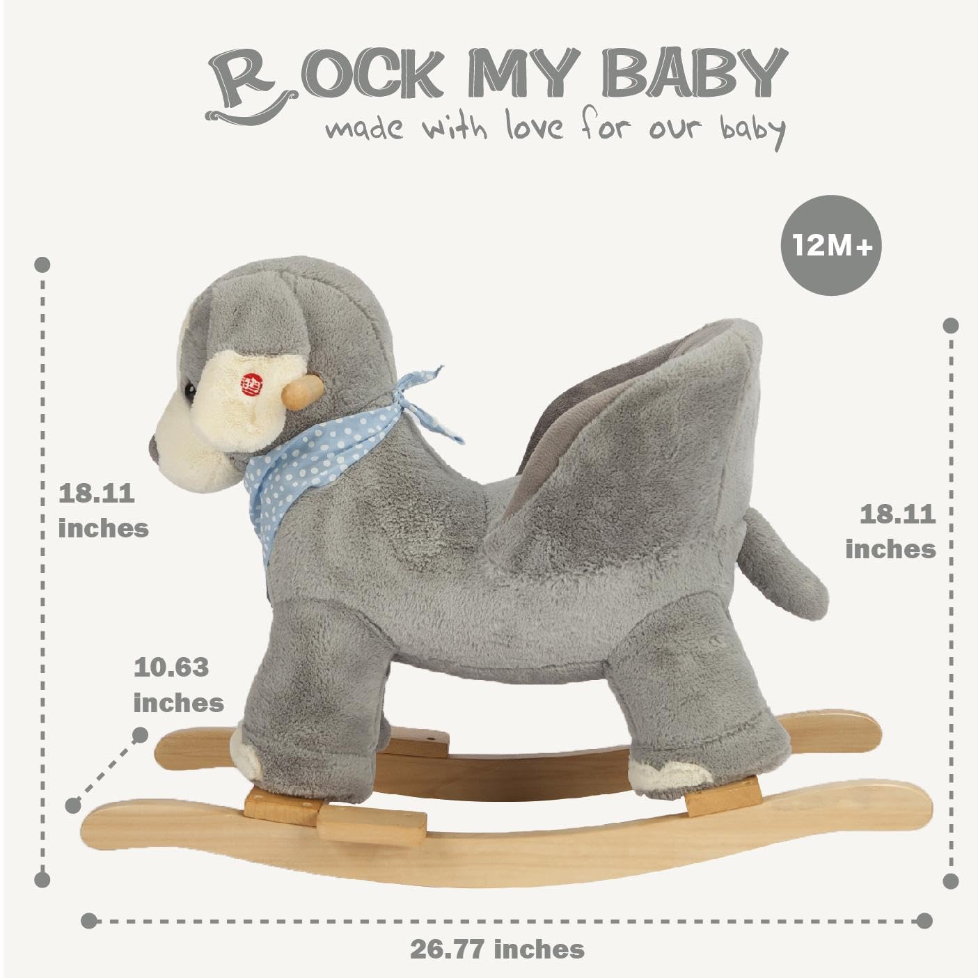 Rocking Horse Puppy, Baby Animal Rocker, Rocking Horse With Seat, Ride On Horse, Plush Rocking Horse With Sweet Music, Wooden Ro