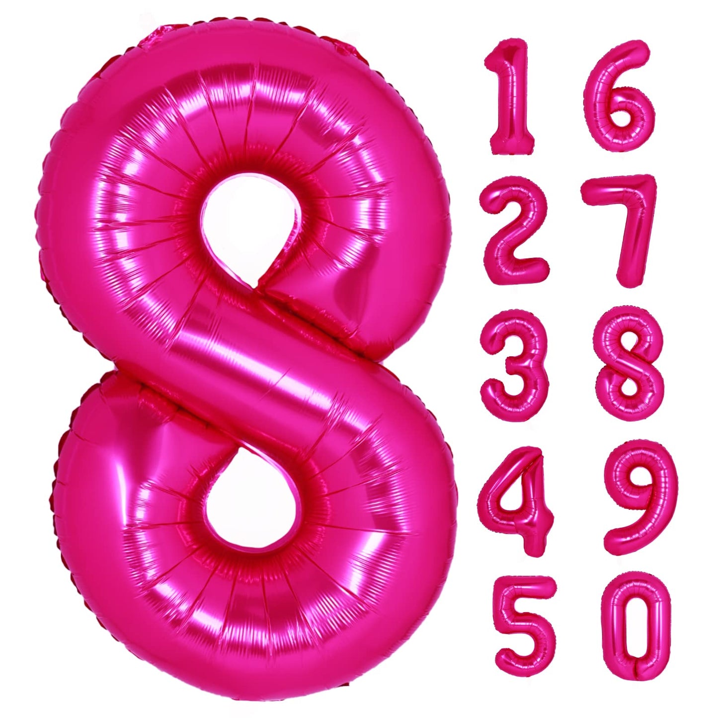 40 Inch Giant Hot Pink Number 8 Balloon, Helium Mylar Foil Number Balloons For Birthday Party, 8Th Birthday Decorations For Kids