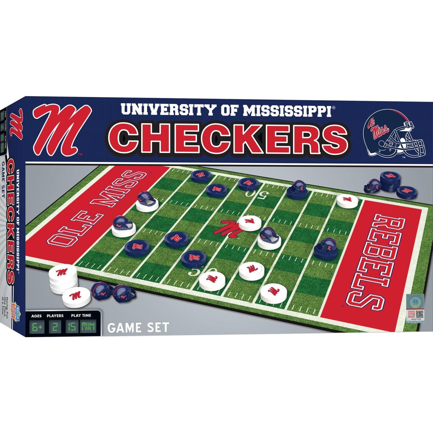 Masterpieces Family Game - NCAA Ole Miss Rebels Checkers - Officially Licensed Board Game for Kids & Adults