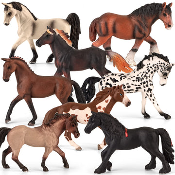 Divwa 8 Pieces 6'' Plastic Horse Figure Toy Set For Girl,Big Realistic Horse Toy Figurine Farm Animal Toy Gift For Boy Toddler Kid,Horse Party Favor Decoration Supplies Birthday Pinata