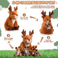 Poen Plush Deer Stuffed Animal Set 16 Inch Cuddly Mommy Deer Plush With 4 Cute Little Plushes In Her Zippered Tummy For Kids Birthday Baby Shower Decor Gift Woodland Party Favors(Sitting)
