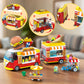 HOGOKIDS City Burger Truck Building Toy - 2 in 1 Burger Van & Restaurant Set, 826PCS, Plastic, Red/Yellow/White, Model HG1067