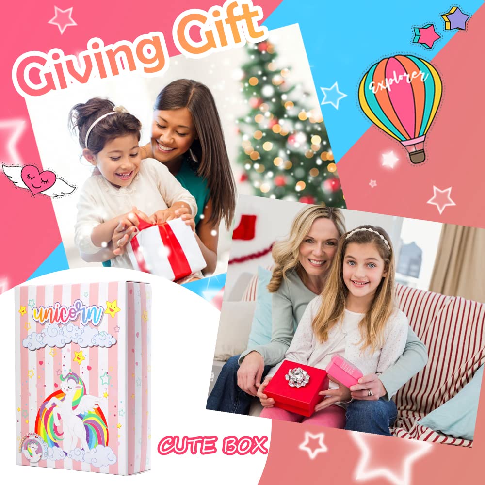 Unicorn Gifts For Girls 5 6 7 8 9 10-12 Years Old Valentine'S Day Gift, Kids Unicorn Stationery Set With Journal Notebook, Stamps, Pens, Valentine'S Day Gifts For Little Girls
