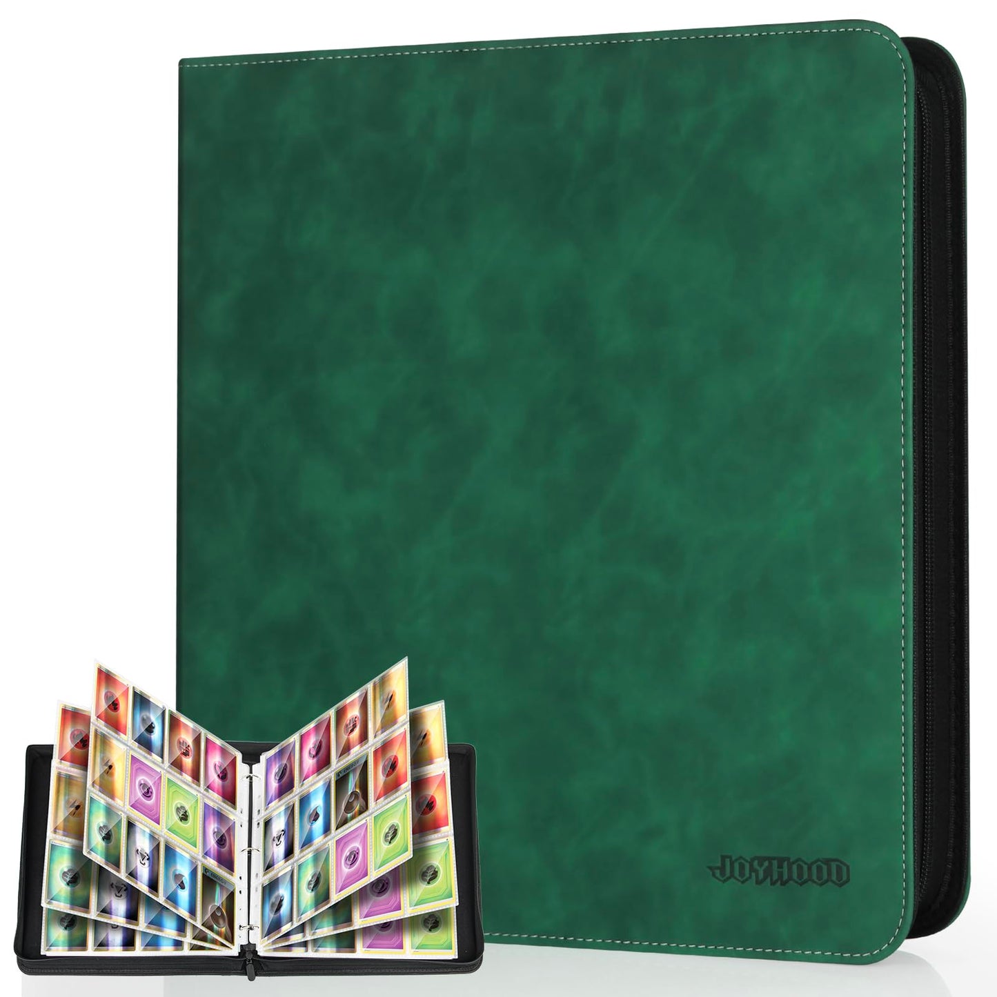 JoyHood Card Binder for Trading Card  Card Collection Binder with 12 Pocket - Hold Up to 960 Cards  Card Album Holder compatible with TCG/PM/MTG/OPCG/YGO Card (Dark Green  12 Pockets)