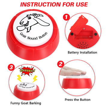 Cozymate Shrieking Goat Desk Toy Button For Men Women Funny Buttons With Goat Sound Prank White Elephant Gag Gifts For Office (Red, 1P)