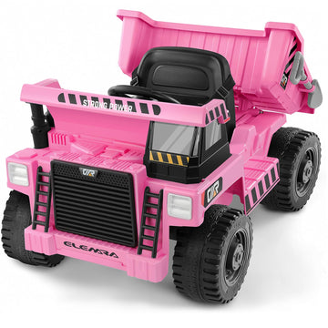ELEMARA Ride on Construction Truck, 12V 9AH Ride on Car with Dump Bed, Shovel, Battery Car for Kids,4.0MPH Max,Kids Electric Veh
