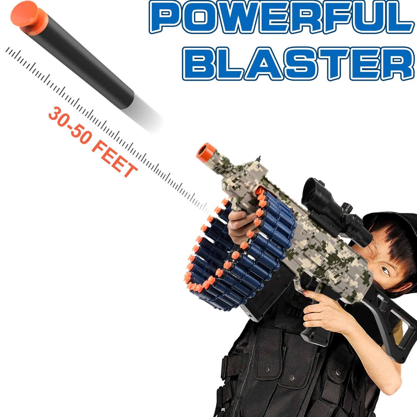Electric Automatic Toy, Jakmean Toy Blaster With 30 Dart Clips And 100 Foam Darts, Outdoor Shooting Games Toys For 6-12 Year Old Boys & Girls Adults, Gifts For Birthday Xmas, Green