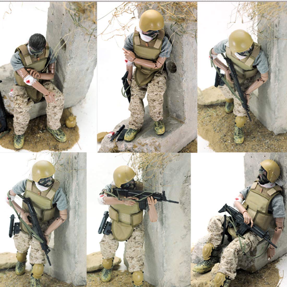 Scakbyer 12 Inch Action Figures Military Set  1/6 Scale Action Figures Set with  and Accessories - NB03 - Wounded Soldier