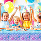Daiuni 1Pcs Mermaid Birthday Tablecloth For Birthday Party Decoration, Plastic Disposable Rectangle Table Cover For Kids Girls P