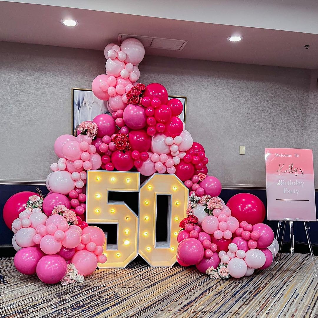Kbzvnaf Pink Balloons Latex Party Balloons - 50 Pack 12 Inch Helium Matte Pink Balloons For Birthday Wedding Baby Shower Gender