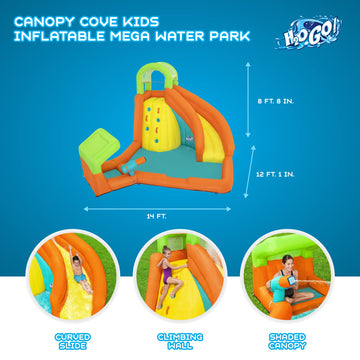 Bestway H2Ogo! Canopy Cove Mega Outdoor Water Park | Features Water Slide, Shaded Canopy, Water Cannons, Climbing Wall | Great For Kids Ages +5