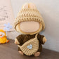 17cm Doll Clothes for Labubu (NO Doll) - Kawaii Chic Style Set for 17cm Dolls  Handcrafted Crochet Dolls Outfit with Accessories - Khaki Wool Hat + Brown Romper + Khaki Bag (Brown)