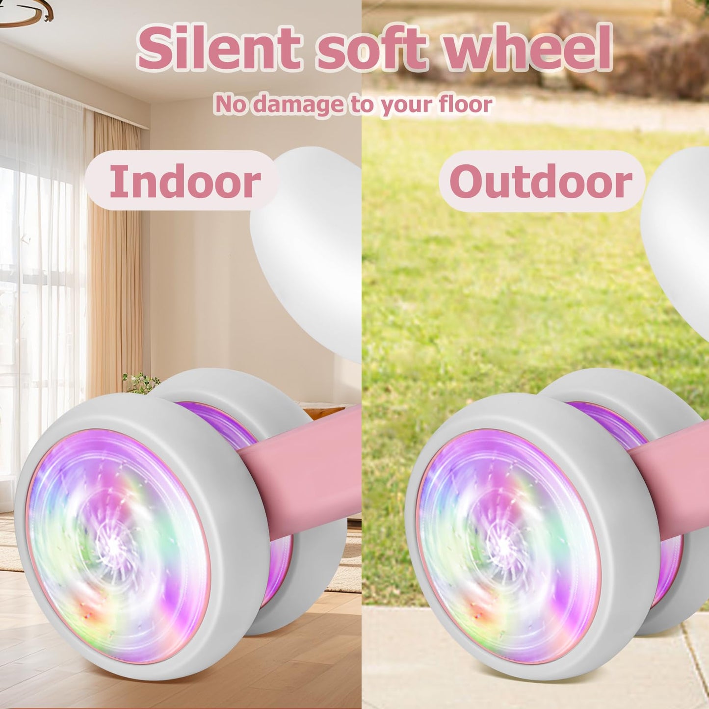 Gnayuij Colorful Lighting Baby Balance Bike For 1 Year Old Girl Gifts, 12-24Months Kids Toys Toddler 1St Birthday Gifts,No Pedal