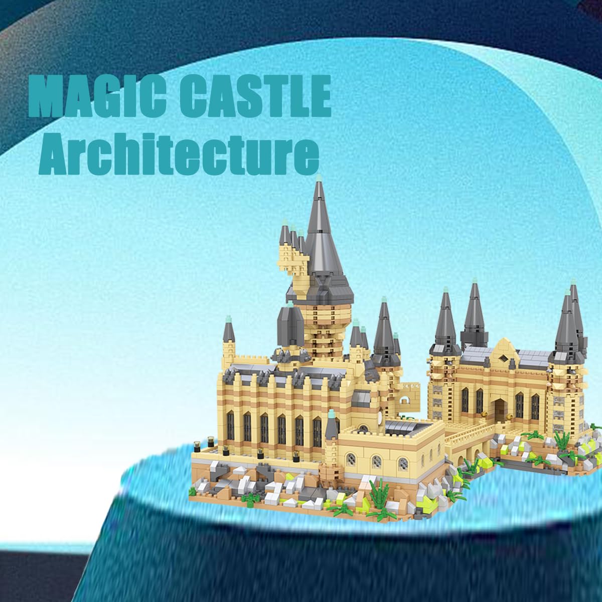 BDYDT Architecture Harry Castle Micro Building Blocks Set - 2929PCS Plastic Model Toy, 7.40" X 9.64" X 8.11" for Kids & Adults