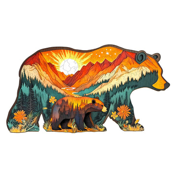 Wooden Puzzles for Adults - Challenging Bears in The Forest Adult Puzzle, Unique Animal Shaped Wooden Jigsaw Puzzles for Adults,