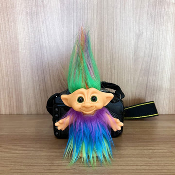 2Pack Retro Vintage Troll Dolls Set,Lucky Doll Chromatic Adorable For Collections, School Project, Arts And Crafts, Party Favors (Style3-Purple&Blue)
