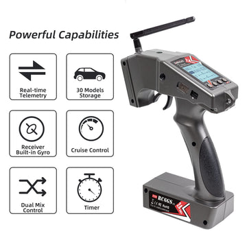 Radiolink RC6GS V3 7 Channels RC Transmitter and Gyro Receiver R7FG, Voltage Telemetry, 30 Models Storage 2.4Ghz Surface Remote