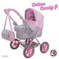 509 Crew: Cotton Candy Pink: Amanda Doll Pram - Pink, Grey, Polka Dot - W/Matching Handbag, Foldable, Removable Bassinet, Kids P