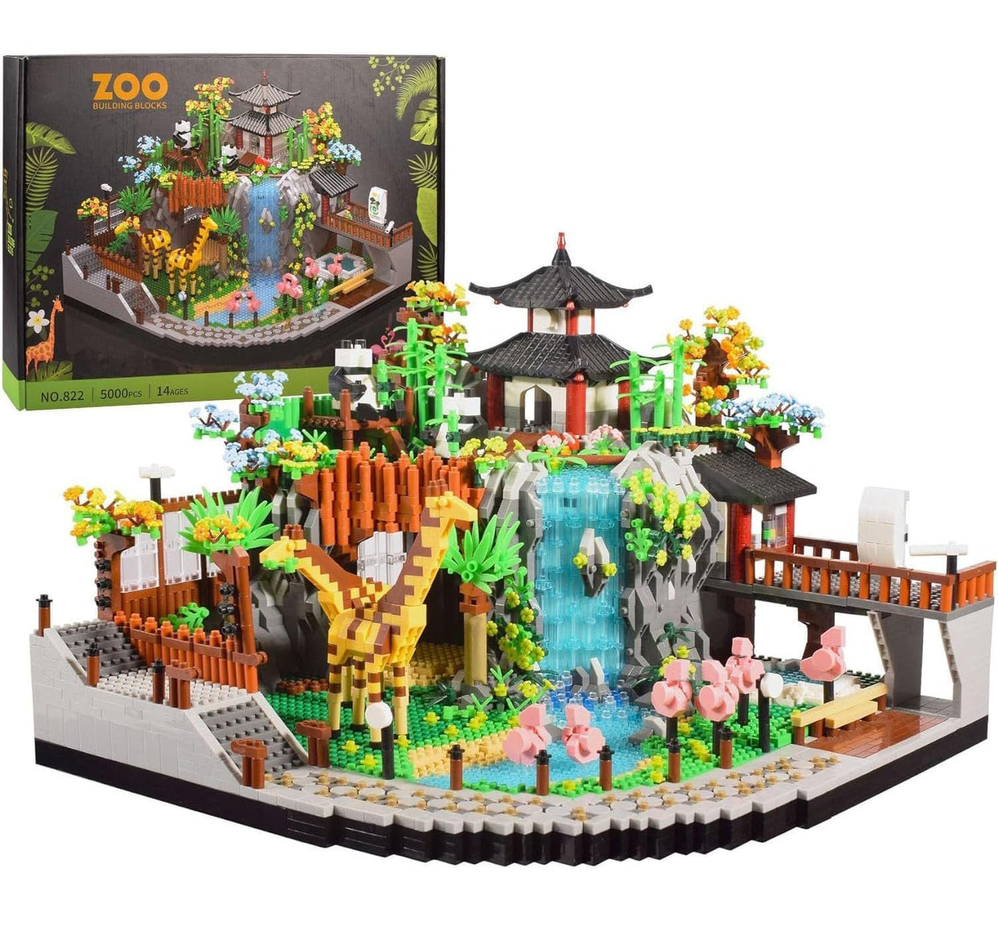 Zoo Building Model Set  5000 Pcs Desert Zoo Micro Building Toys  Creative Zoological Park Model Set  Micro Particle Modular Building House  Gift for mature-themed and Kids (823)